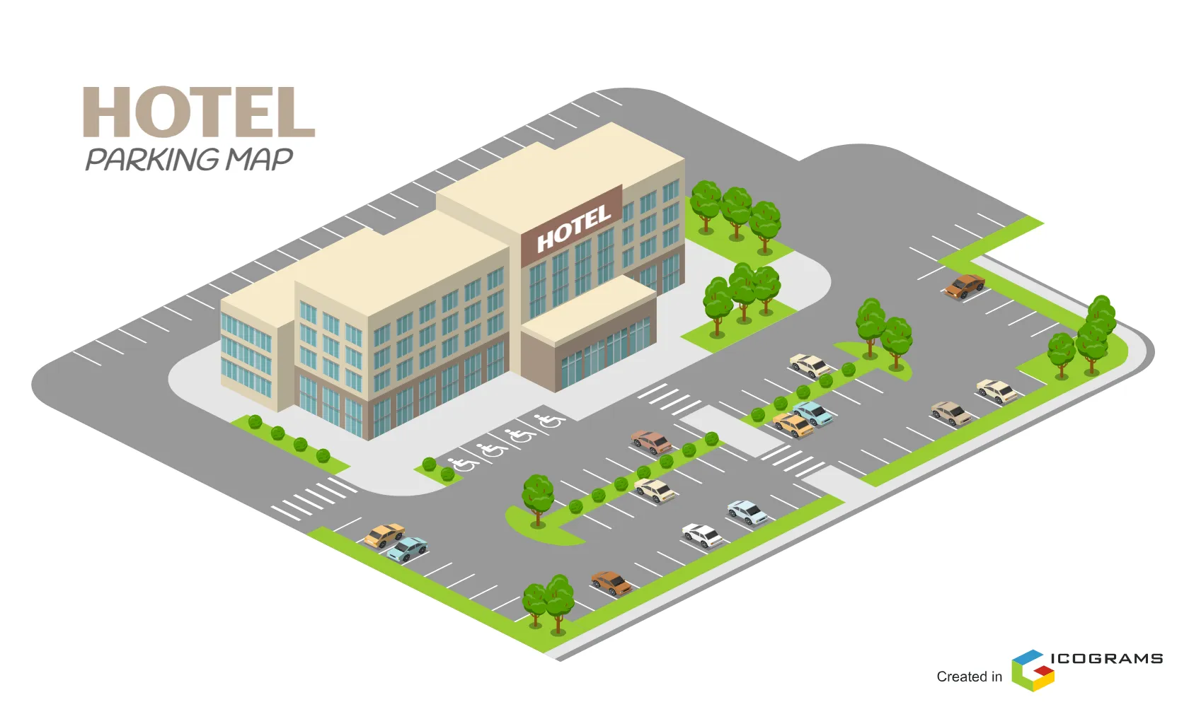 Hotel Parking Map Icograms Template - Hotel Parking Map.webp