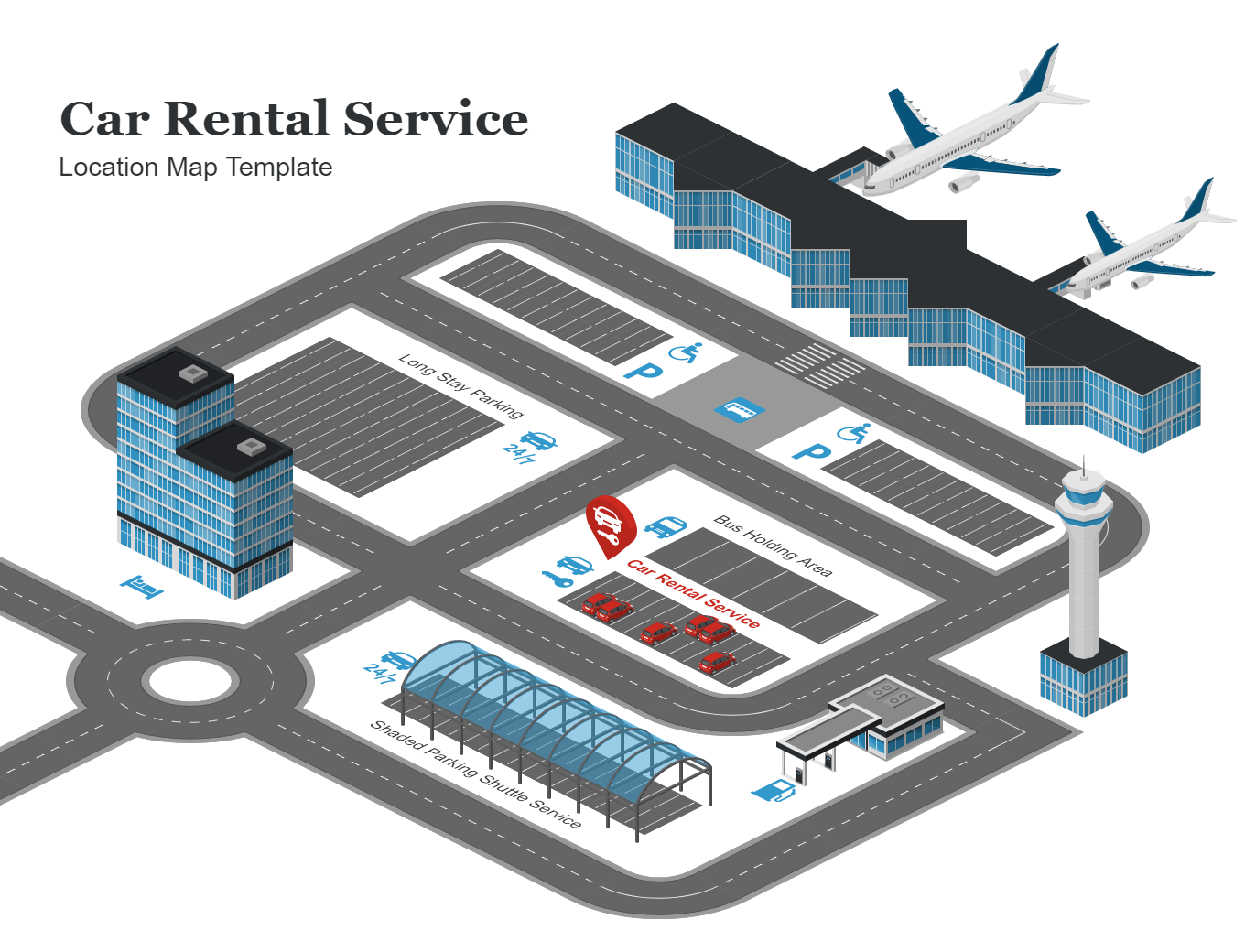 Icograms Templates Create Beautiful Isometric Diagrams Infographics   Map Car Rental Service Location 